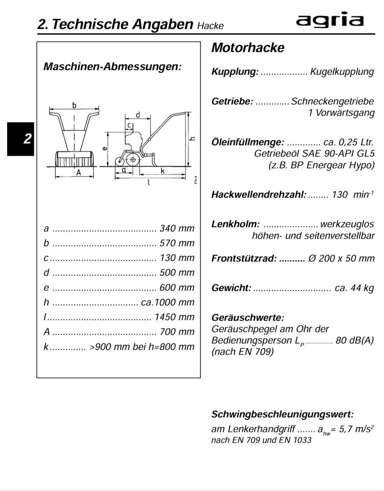 Agria 1000 Motorhacke / Gartenfräse, Honda Motor 160ccm, 5,5 PS in Schömberg