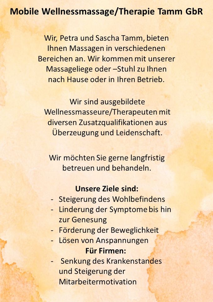 Mobile Wellnessmassagen/Therapien in Lübeck