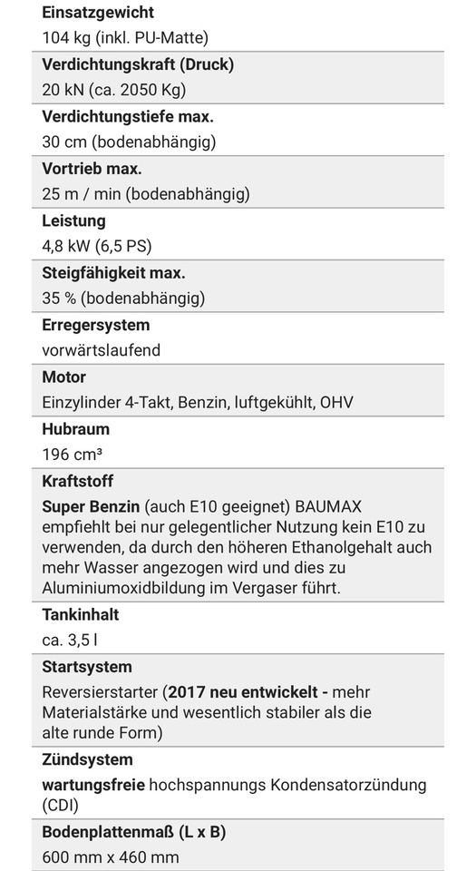 Rüttelplatte 104 kg + Handstampfer zu VERMIETEN in Bubsheim