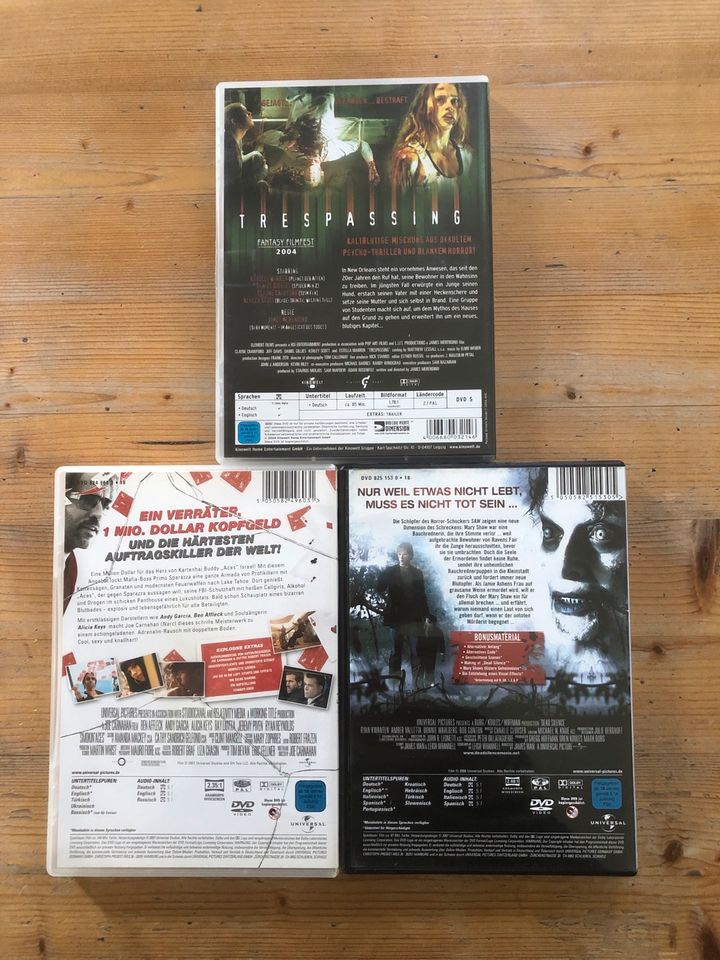 DVD Sammlung Thriller Horror Dead Silence Smoking Aces Trespassin in Bergen