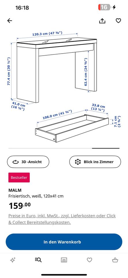 IKEA Malm Frisiertisch / Schminktisch in Leipzig