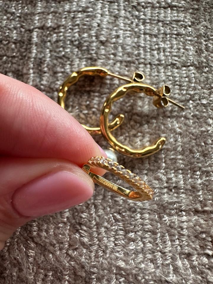 Marlicara Earcuff + Perlen Creolen 925er Silber vergoldet neu in Luckenbach