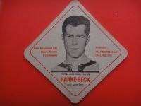 Haake Beck Bierdeckel Fußball WM 1966. "Kaiser" Franz Beckenbauer Hessen - Wiesbaden Vorschau