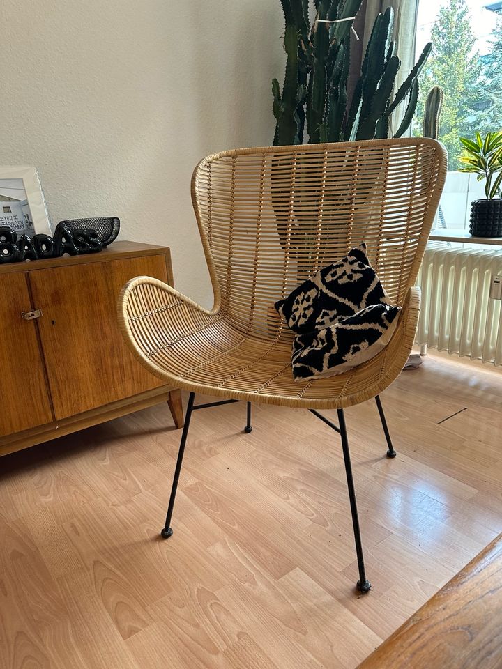 Rattansessel Rattanstuhl Westwing Sessel HKliving egg Chair in Frankfurt am Main