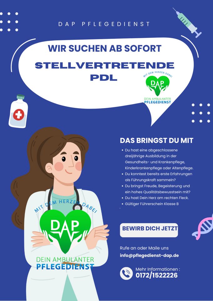 ❣️Stellvertretende PDL Ambulanter Pflegedienst DAP Top Gehalt ✅ in Düsseldorf