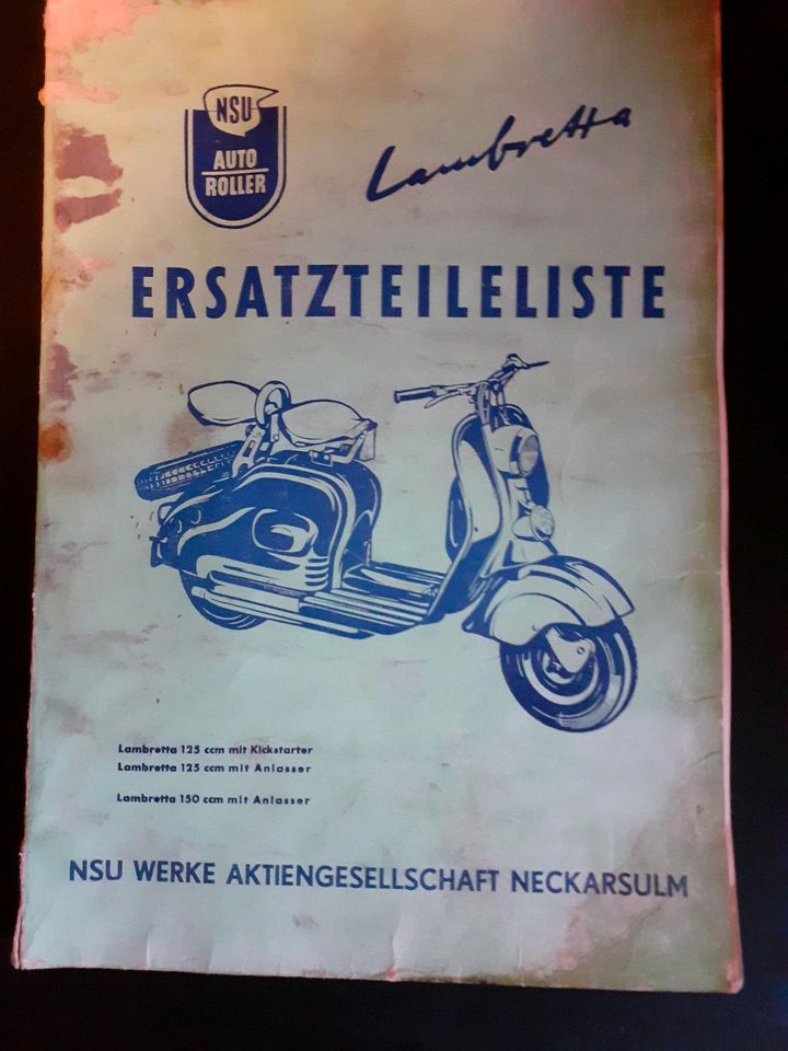 Lambretta NSU Autoroller Ersatzteileliste Mai 1955 in Winnenden