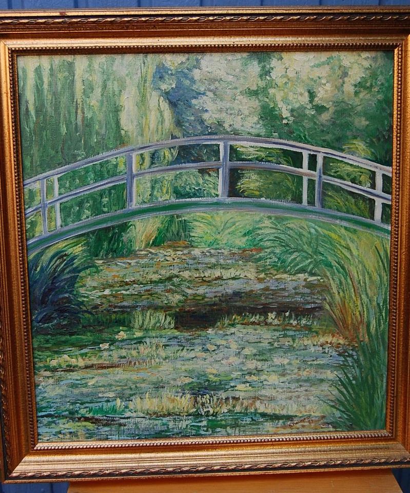 Seerosen“, nach Claude Monet, Ölfarben auf Leinwand/Holz in Feilbingert