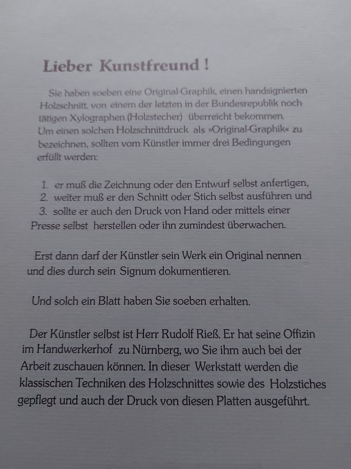 19.05.1984 Holzschnitt Forchheim von Rudolf Rieß. O € Versand!!!! in Asbach