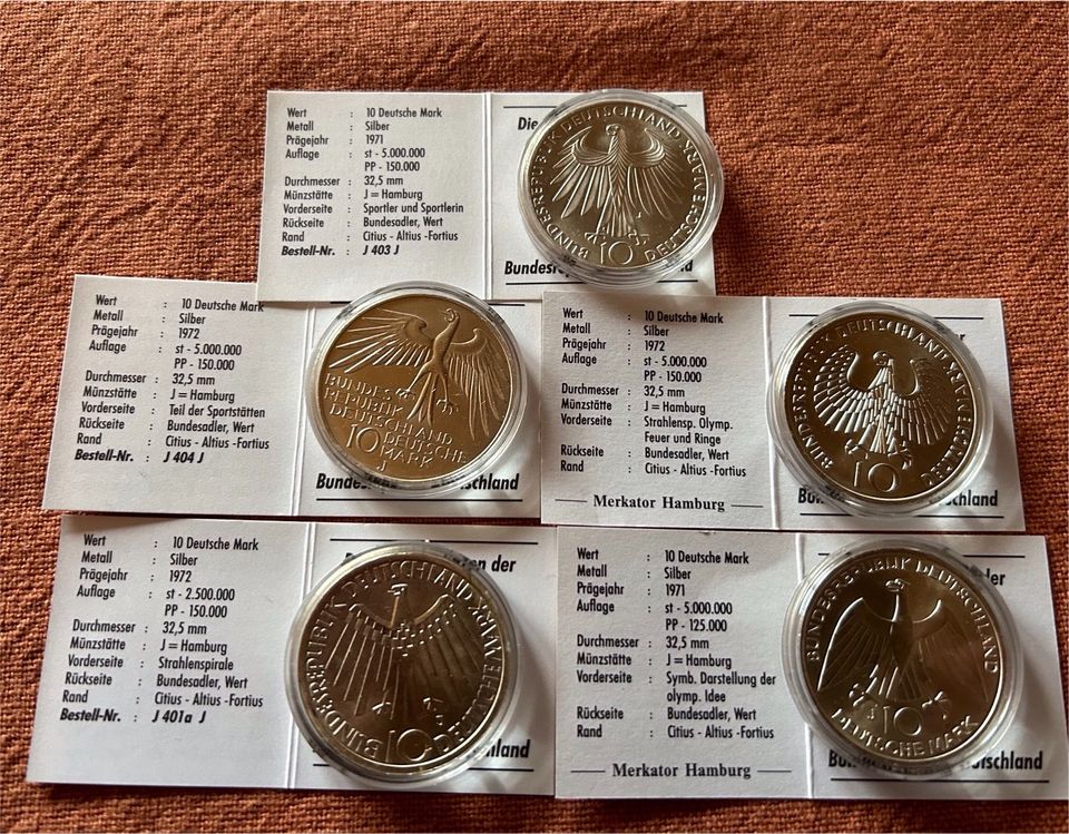 Münzen 10 DM  Olympia 1972 in Seevetal