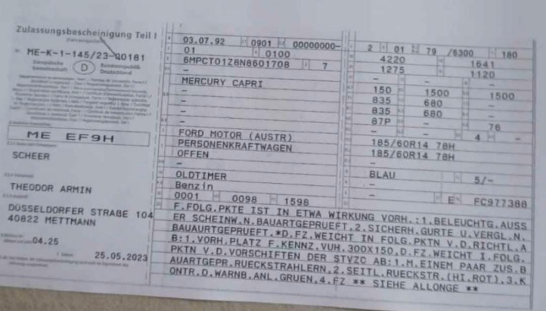 Abbildung des Autos Oldtimer Ford Mercury Ca…