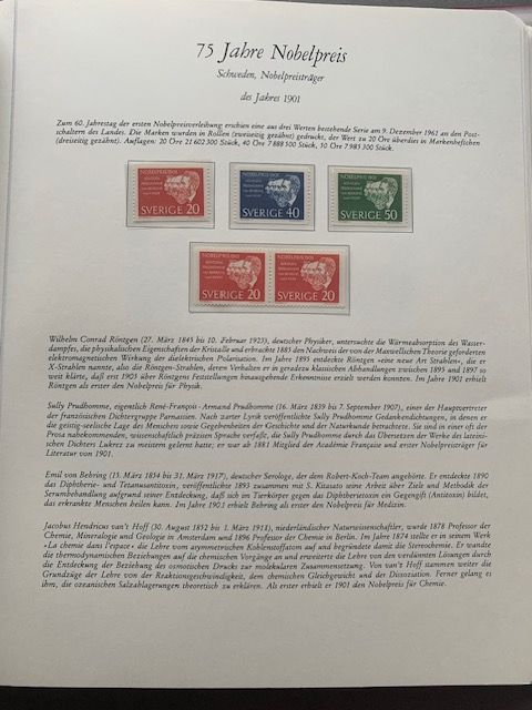 Briefmarken-Sammlung "75 Jahre Nobelpreis" in Bad Waldsee