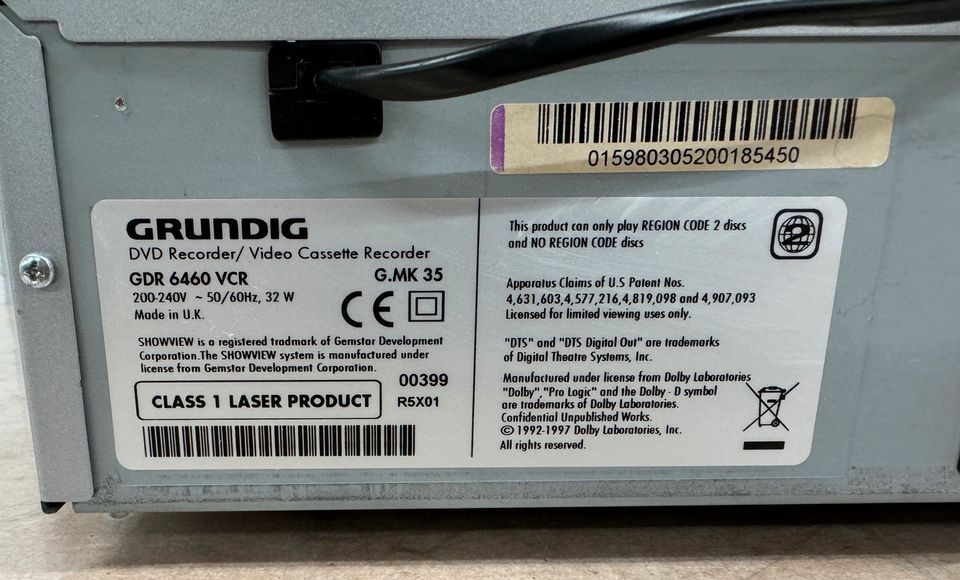 Grundig GDR6460VCR VHS DVD Recorder Kombigerät in Hof (Saale)