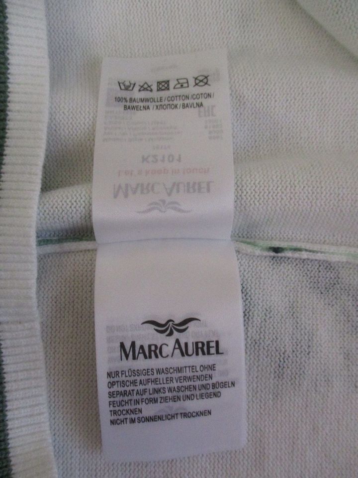 Marc Aurel Pullover 3/4 Ärmel Baumwolle weiß grün L XL Gr 38 neu in Isny im Allgäu