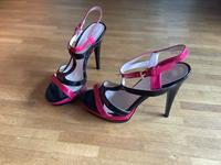 Riemchensandalen Plateau High- Heels  in Lack Schwarz/Pink Gr.37 Bayern - Bad Endorf Vorschau