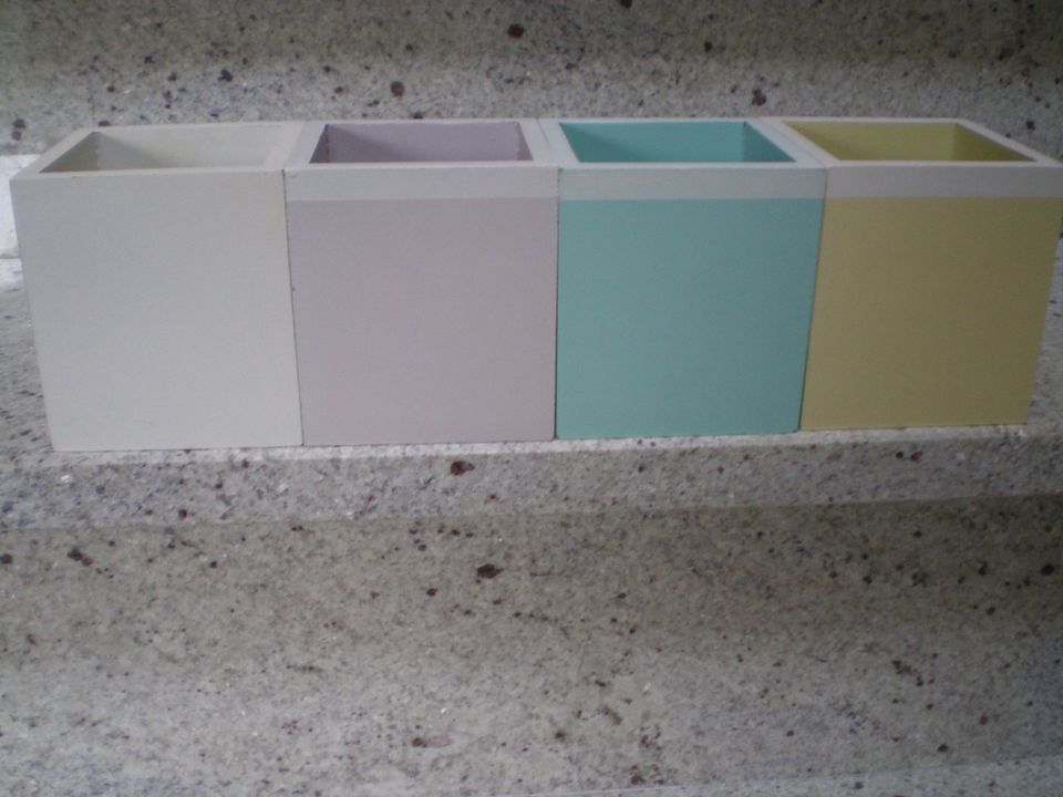 HOME Buchstaben *4 farbige Holzboxen mit Teelichter im Glas* TOP in Harsewinkel