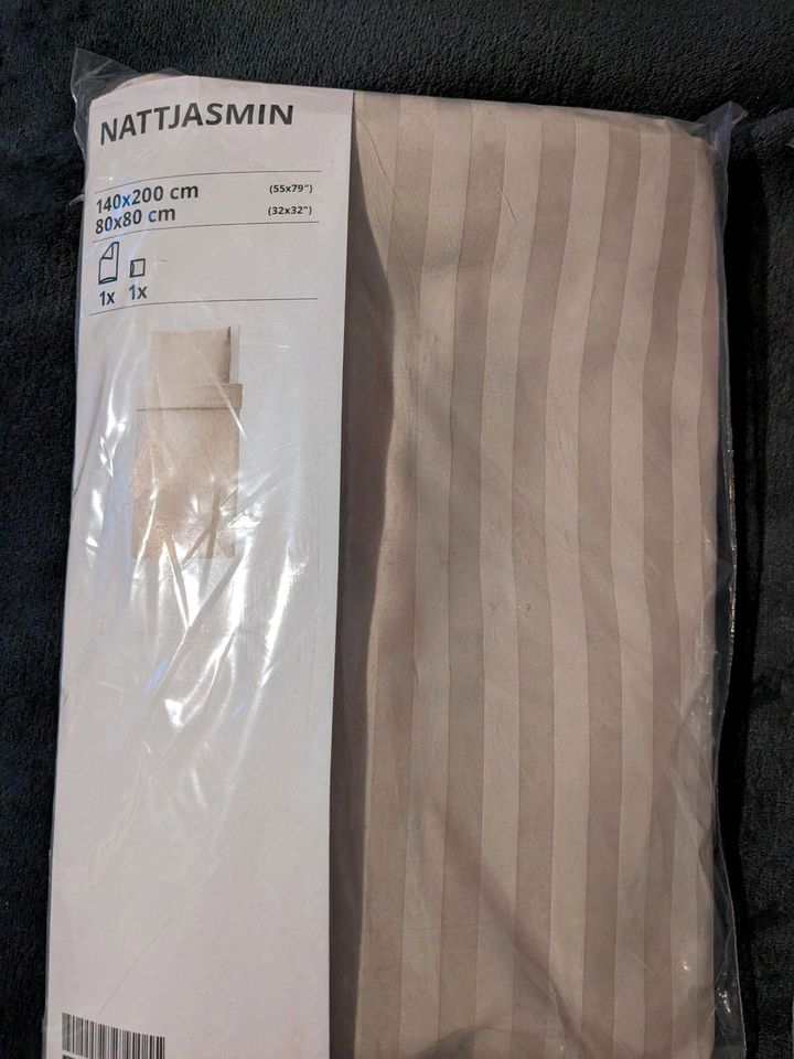 Ikea Bettwäsche Nattjasmin 140x200cm 80x80cm 2 Sets beige in Grammendorf