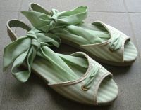 Sandalen weiss-mint grün mit Bindeband aus Stoff von Bally Hessen - Roßdorf Vorschau