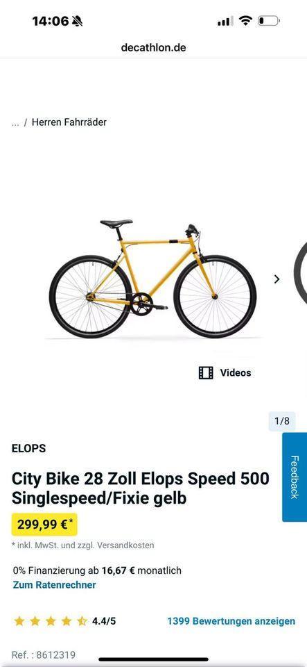 City Bike 28 Zoll Elops Speed 500 neon *1Mal gefahren* + Zubehör in Augsburg