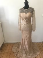 Abendkleid Glitzer Abiball schleppe langarm neu Abiye Gold Berlin - Tempelhof Vorschau