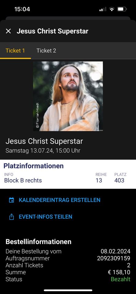 Karten Jesus Christ Superstar Luisenburg in Goldkronach