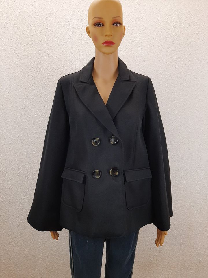 Damen Jacke Übergangsjacke Blazer Revers Langarm schwarz Gr. 44 v in Neuss