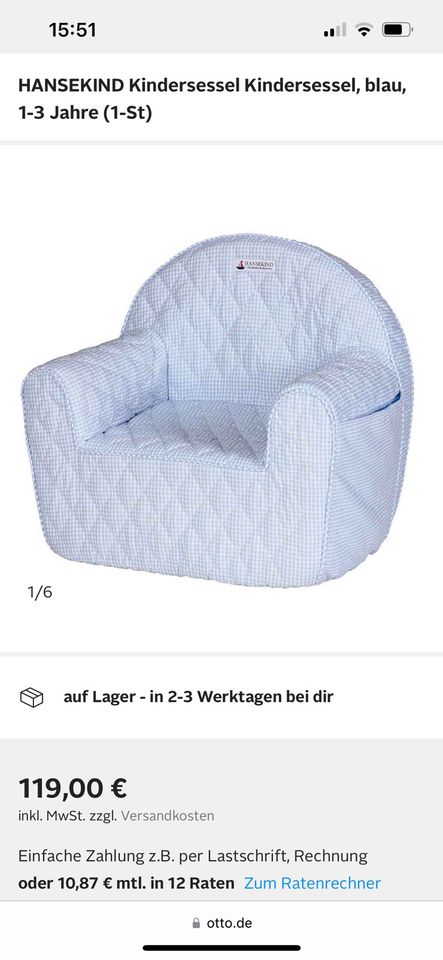 Hansekind Sessel für Kleinkinder 1-3 Jahre blau / weiß in Hude (Oldenburg)