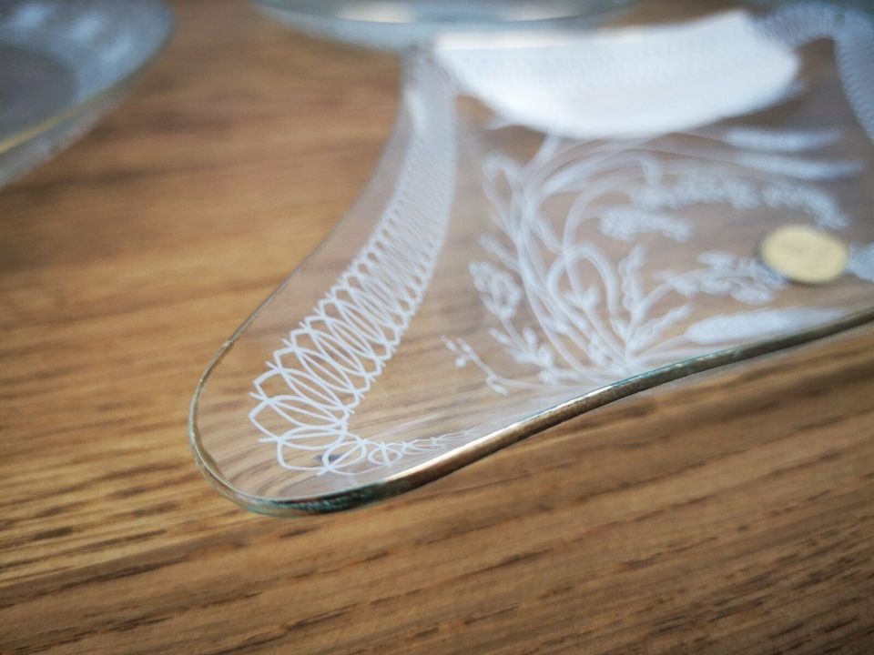 Kuchenplatte Glasschale Deko Planzenmotiv Feinstrich 50er Vintage in Trendelburg