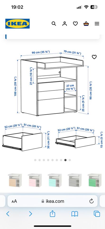 SMASTAD Wickelkommode Wickeltisch Ikea Umbau Schreibtisch weiß in Plauen