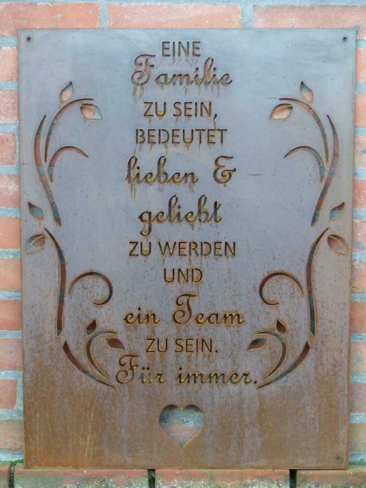 Spruchtafel, Stahl Edelrost Familie Zuhause in Asendorf (bei Bruchhausen-Vilsen)