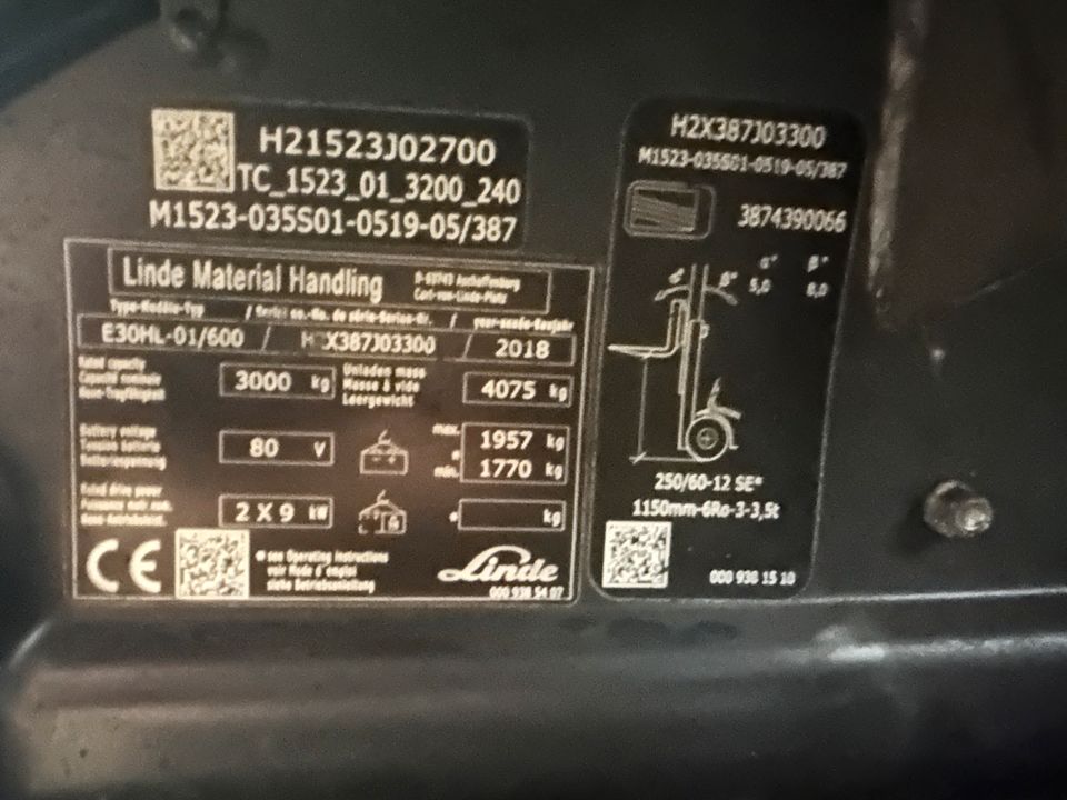 Linde E30- HL/600 Elektro Gabelstapler 5190mm 2018 in Düsseldorf