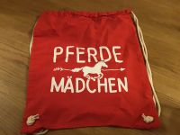 Schöner Stoff-Beutel-Rucksack „ Pferde-Mädchen“ in rot Brandenburg - Caputh Vorschau