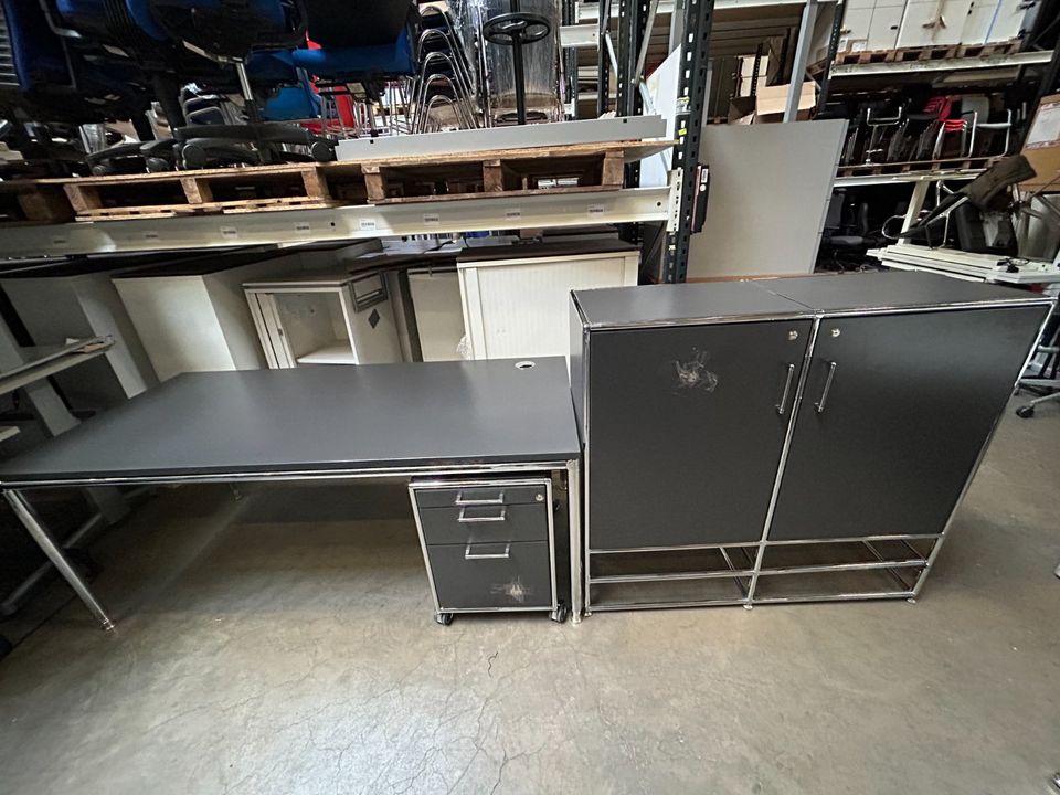 ❗️70x Top Bosse Modul Space Rollcontainer schwarz/chrom /Manuell Verstellbarer Schreibtisch /Komplettset / Sideboard / Aktenschrank / Hochwertig / Bürotisch / Designmöbel/ Büroeinrichtung in Linden