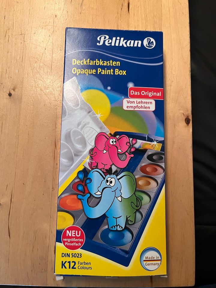 Pelikan Deckfarbenkasten 12 Farben + eine Tube Deckweiß in Versmold