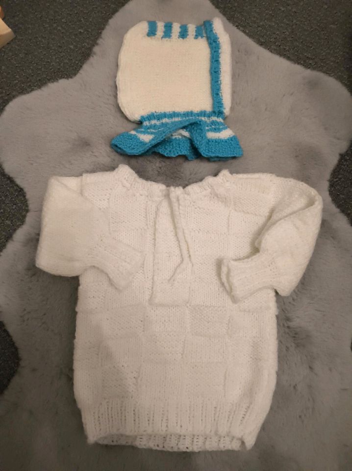 Baby Winterset Pullover+Mütze Handmade geschätzt Größe 74 in Bad Sulza