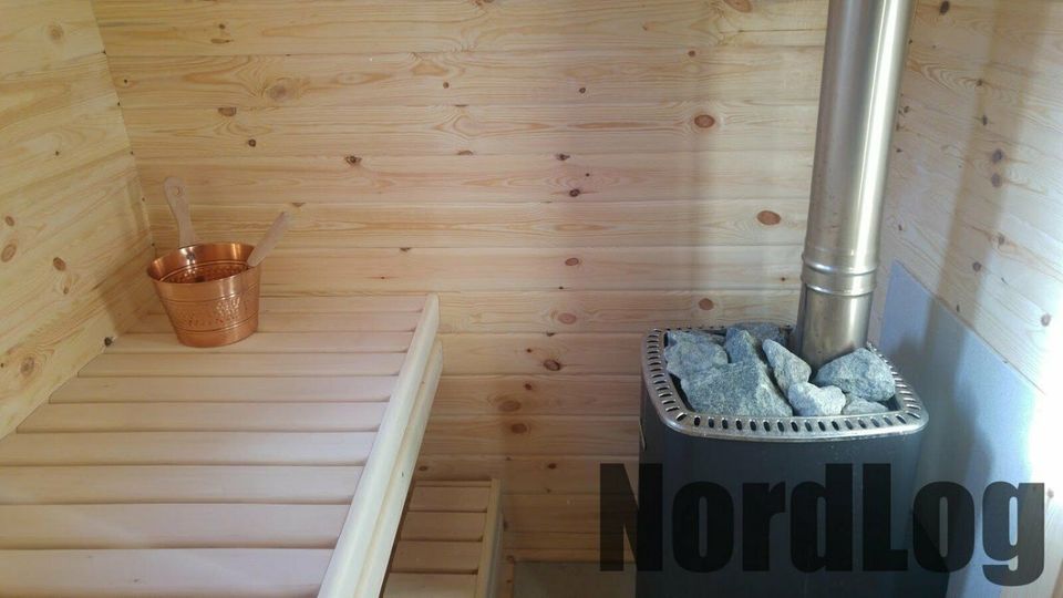 LUXURY NordLog SAUNA BUS 2,3 x 4,8m /Zweizimmer, Eckbänke/ in Weil der Stadt