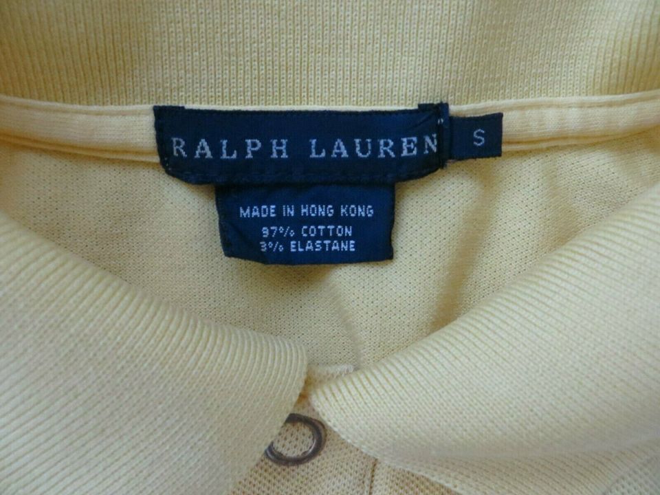 RALPH LAUREN-DAMEN POLO-SHIRT-GR. S-GELB MIT WEISSEN STREIFEN in Welfesholz