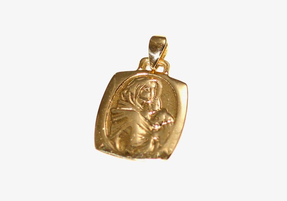 Anhänger Madonna Maria Muttergottes Jesus 585 / 14 Karat Gold in Rohrbach