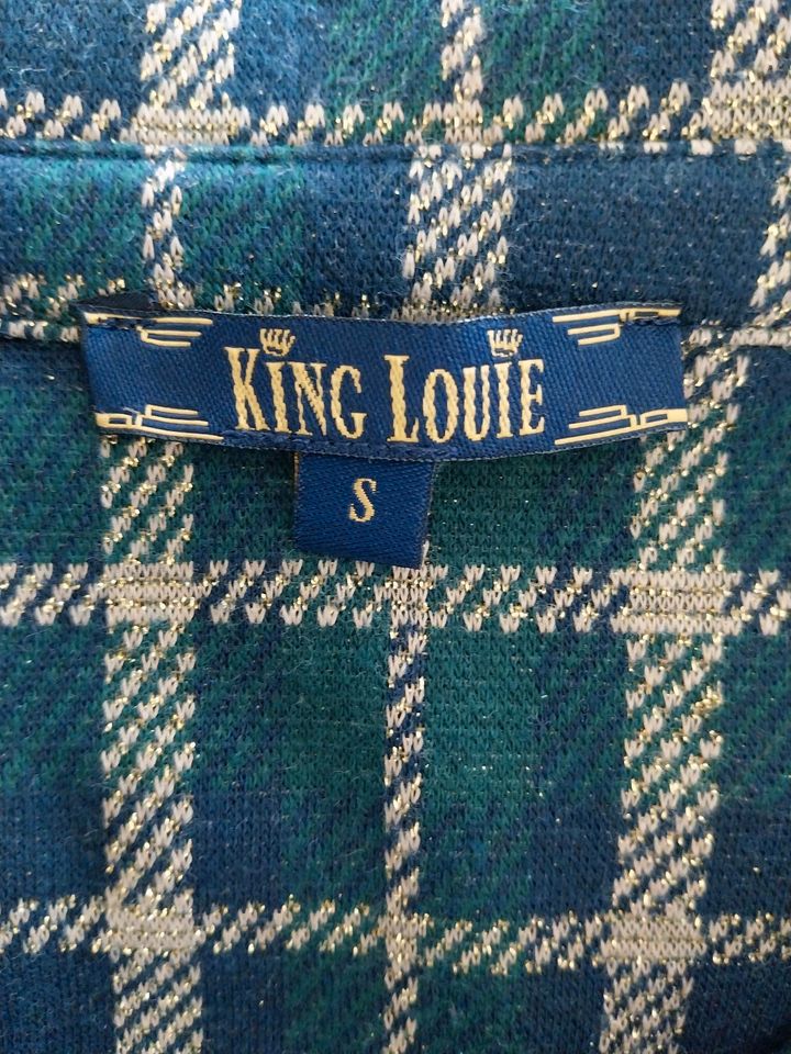 King Louie Kleid 34 36 XS S Grün Blau Gold Karo Tartan Glitzer in Jork