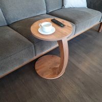 B-Ware Couchtisch mit Rollen - Kleiner Beistelltisch C Form - stylischer Sofatisch aus Holz in schöner Nussbaum Optik - runder Tisch als Ablagefläche für Couch und Sofa - Bestseller - Topseller Nordrhein-Westfalen - Rheinberg Vorschau