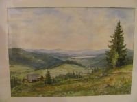 Großes Original Aquarell Holzrahmen Bild Landschaft Berge Nordrhein-Westfalen - Troisdorf Vorschau