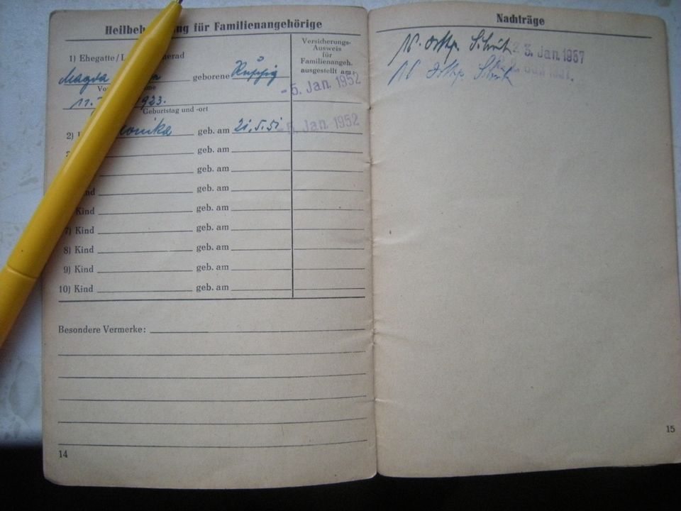 Historisches Dokument orig. SV Ausweis 1952 Dachbodenfund in Erfurt
