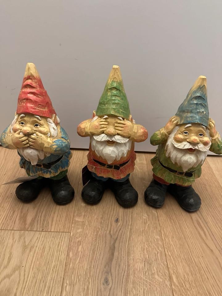 Gartenzwerg, Polyresin, mehrfarbig nichts hören sehen sprechen in Bad Soden-Salmünster