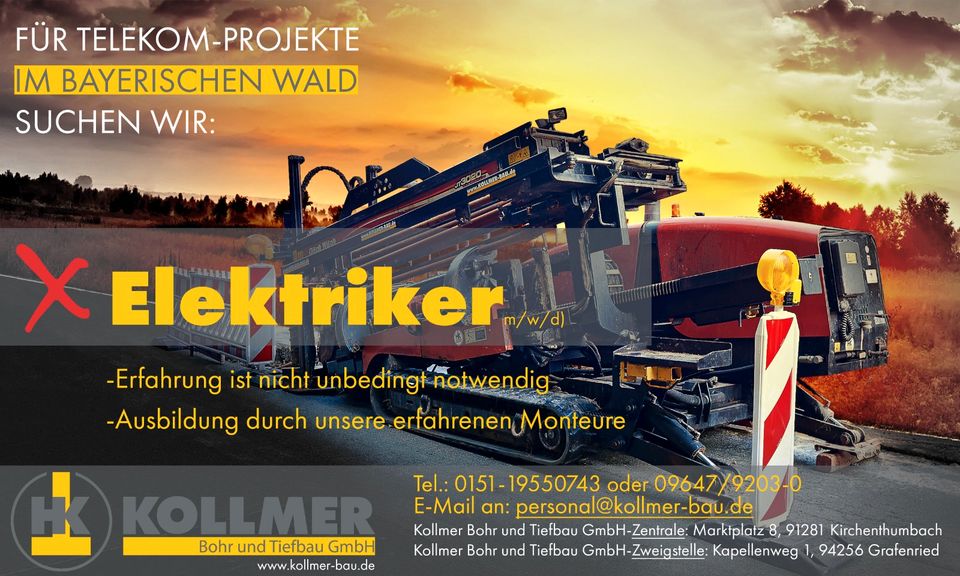 Elektriker für Kupfer- oder Glasfasermontage (m/w/d) in Drachselsried