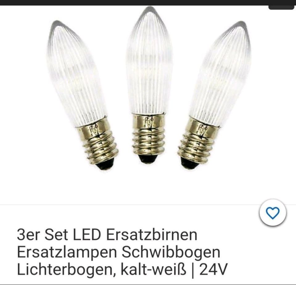 6 LED Ersatzbirnen Lampen Schwibbogen Lichterbogen E10, 24 V in Vahlberg