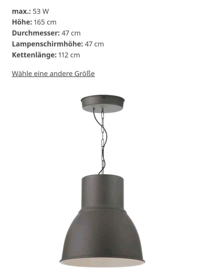 HEKTAR Hängeleuchte 47 cm, dunkelgrau Ikea Metall Lampe in Kobern-Gondorf