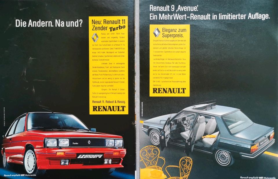 Renault 9 Renault 11 Reklame Berichte TSE TXE Turbo Avenue Diesel in Hanau