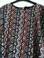 Bluse/Shirt, Gr.  XL (48/50), schwarz/weiß/orange gemustert, c + Nordrhein-Westfalen - Ense Vorschau