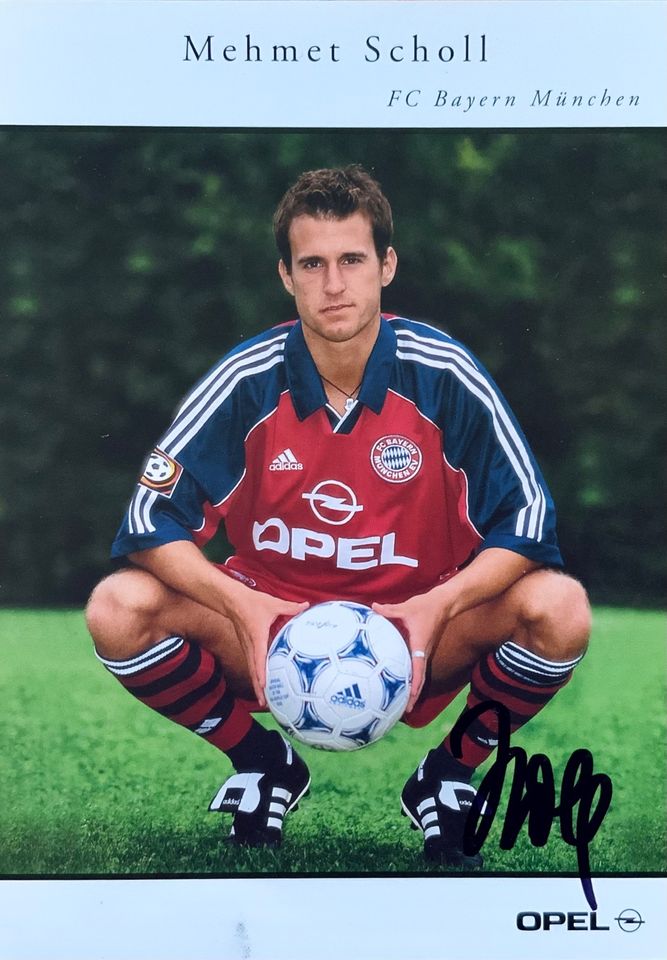 MEHMET SCHOLL handsign. Autogrammkarte FC Bayern FCB 1998 1999 in Engelskirchen