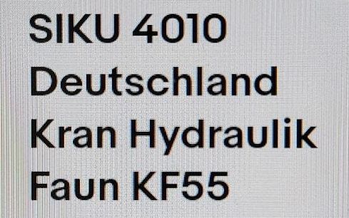 Siku, Faun Hydraulischer Kran, Set 4010, Hydraulische Feuerwehr in Gerlingen