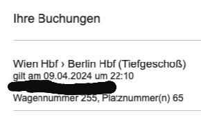 Nachtzug Fahrt Wien Berlin 9.4.2024 in Berlin